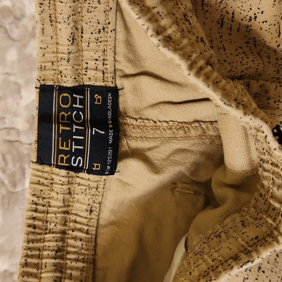 Retro stitch boys pants tan brown fancy skinny cotton bottom - Picture 5 of 13